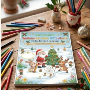 Weihnachts-Mal- und Rätselbuch (4–8 Jahre)