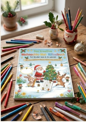 Weihnachts-Mal- und Rätselbuch (4–8 Jahre) - Gedrucktes Buch