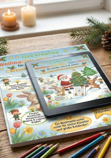 Weihnachts-Mal- und Rätselbuch (4–8 Jahre) - Bundle (Buch + PDF)